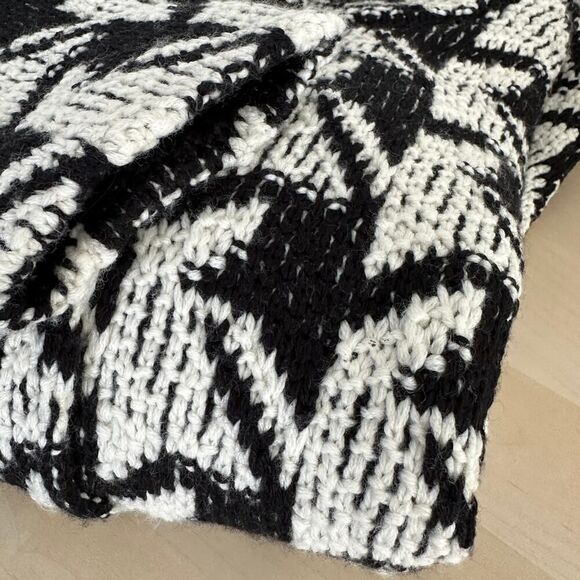 Chicos Jacket Womens XL Wool Blend Knit Cardigan Houndstooth Check Mock Neck - Picture 9 of 10